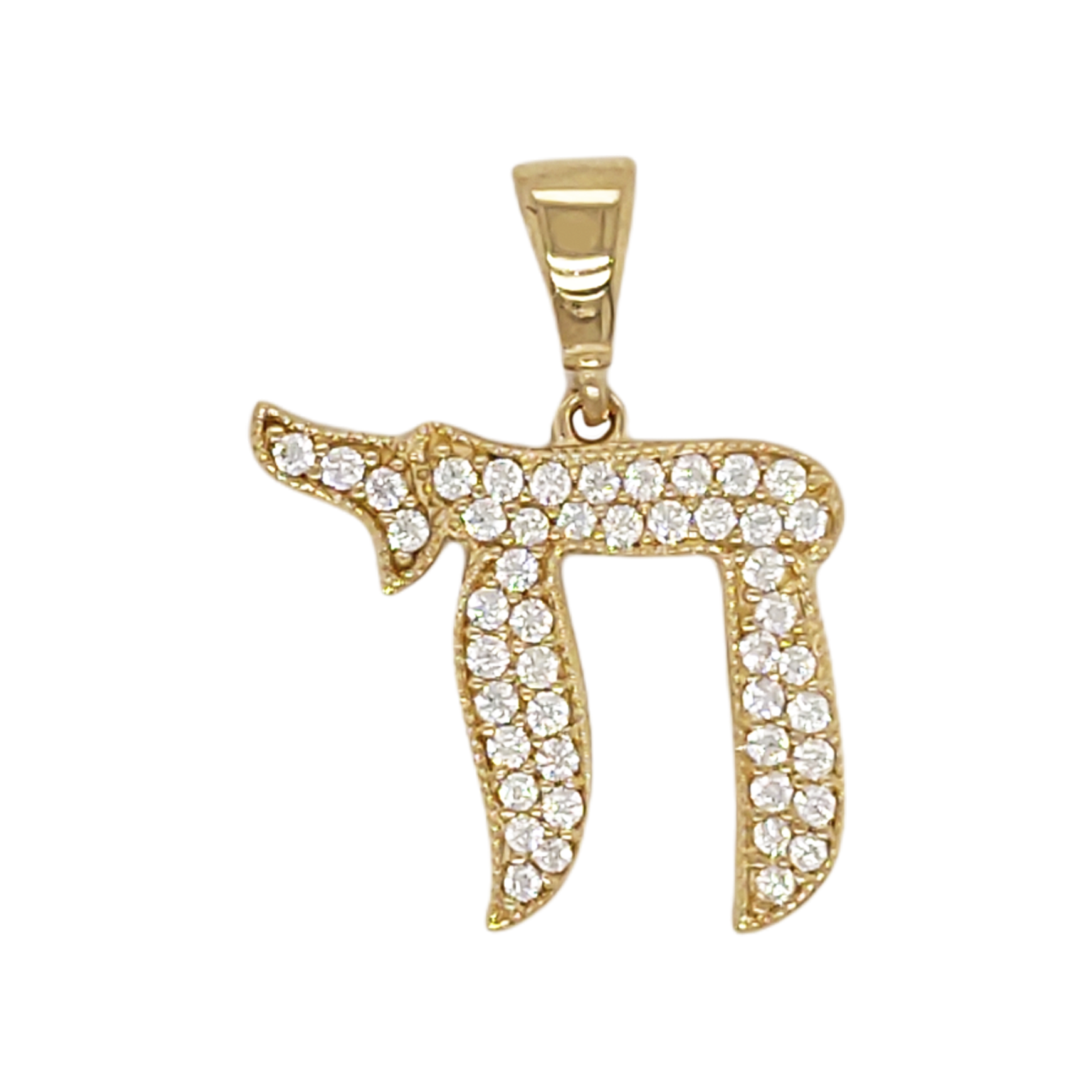 Dije de Simbolo PI con Circonias en Oro Amarillo de 14 K + Obsequio