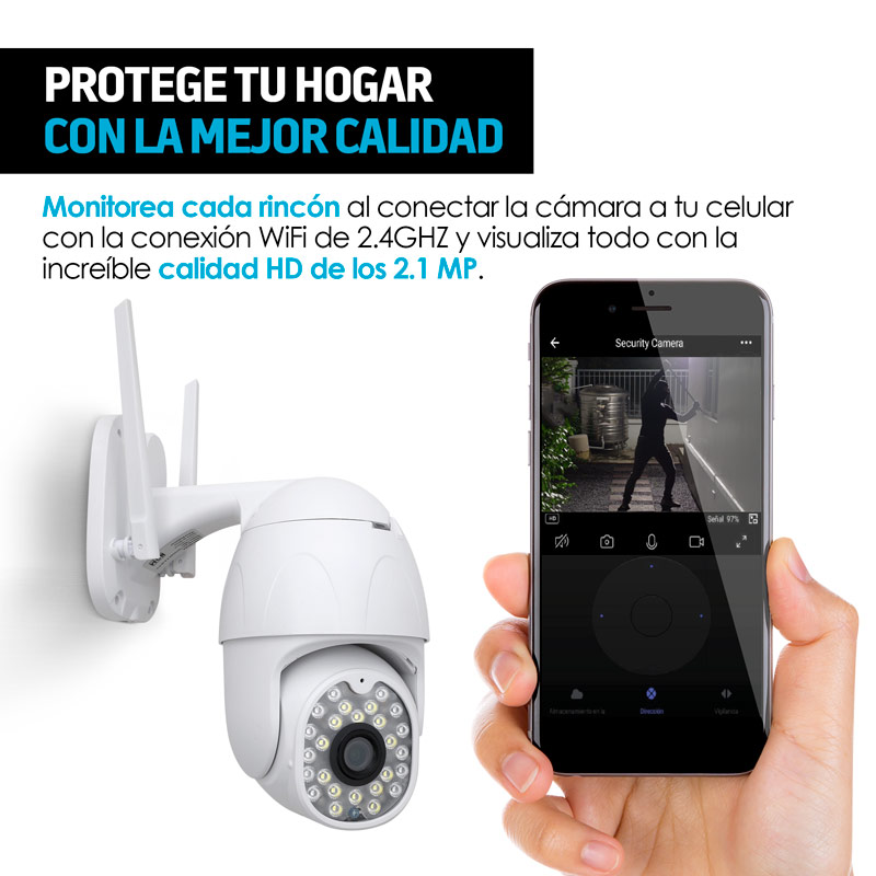Cámara de Seguridad para Exterior WiFi HD Visión Nocturna Redlemon
