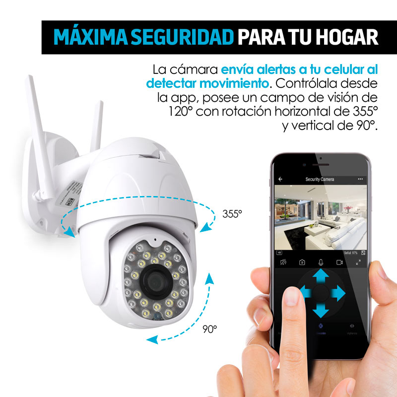 Cámara de Seguridad para Exterior WiFi HD Visión Nocturna Redlemon