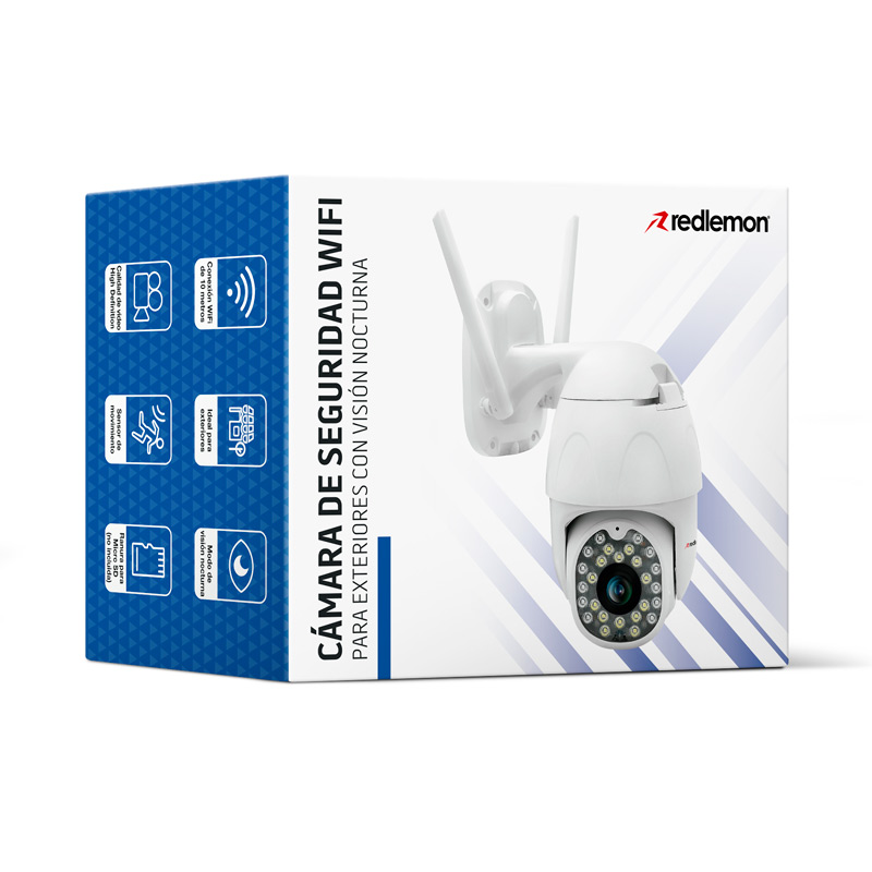 Cámara de Seguridad para Exterior WiFi HD Visión Nocturna Redlemon