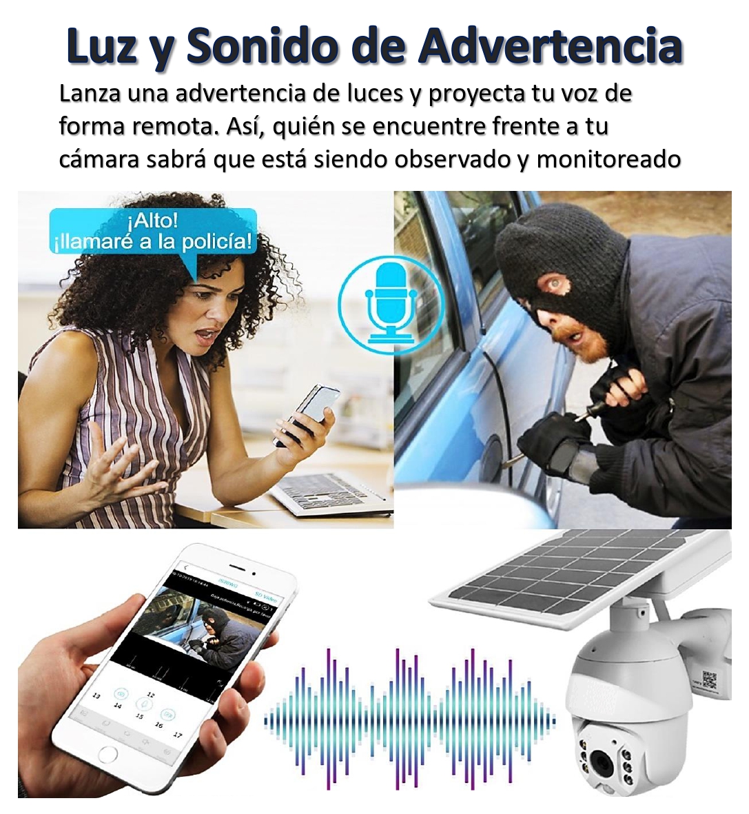 Cámara de seguridad Solar 4G Cavisec Vision Nocturna Full HD 1080p PTZ Impermeable Inalámbrica