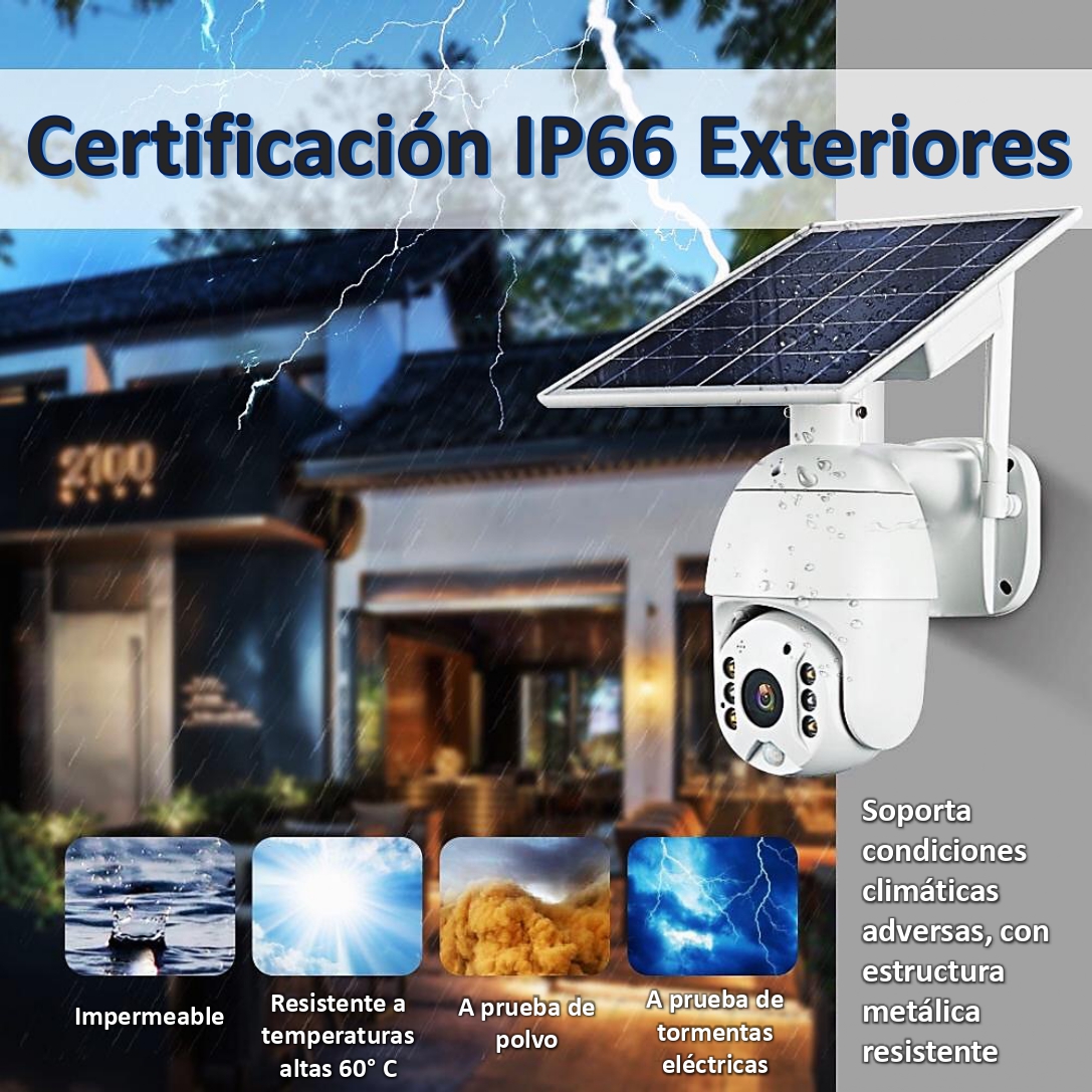 Cámara de seguridad Solar 4G Cavisec Vision Nocturna Full HD 1080p PTZ Impermeable Inalámbrica