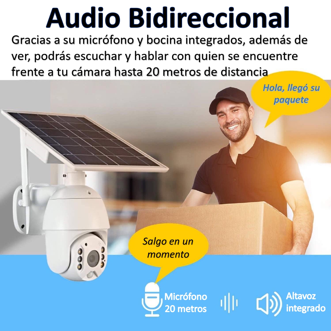 Cámara de seguridad Solar 4G Cavisec Vision Nocturna Full HD 1080p PTZ Impermeable Inalámbrica