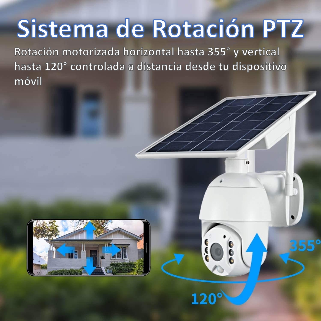Cámara de seguridad Solar 4G Cavisec Vision Nocturna Full HD 1080p PTZ Impermeable Inalámbrica