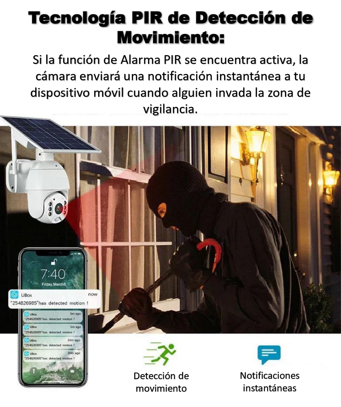 Cámara de seguridad Solar 4G Cavisec Vision Nocturna Full HD 1080p PTZ Impermeable Inalámbrica