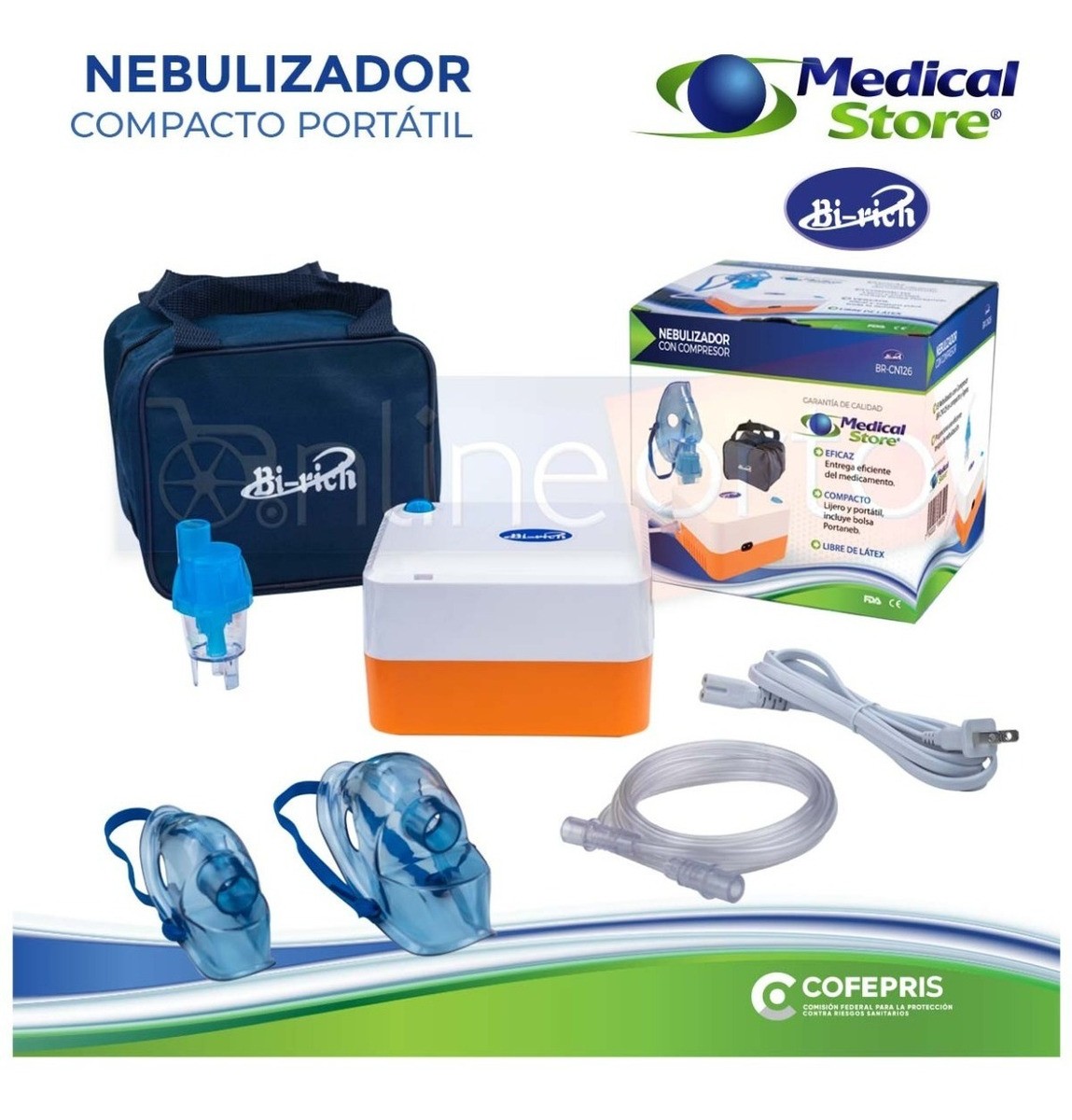 Nebulizador Compresor Compacto Adulto y Pediátrico Medical Store