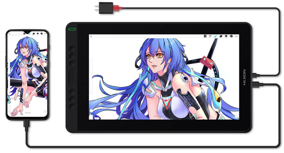 Tableta Gráfica Monitor Huion Kamvas 13 Diseño Dibujo Verde