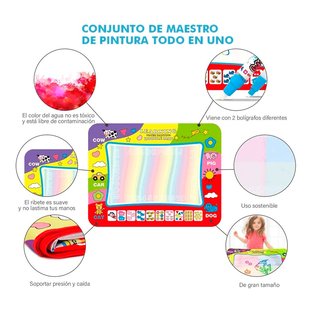 Tapete Para Dibujo Agua Magica Doodle Pizarra Dibujo 80x60cm