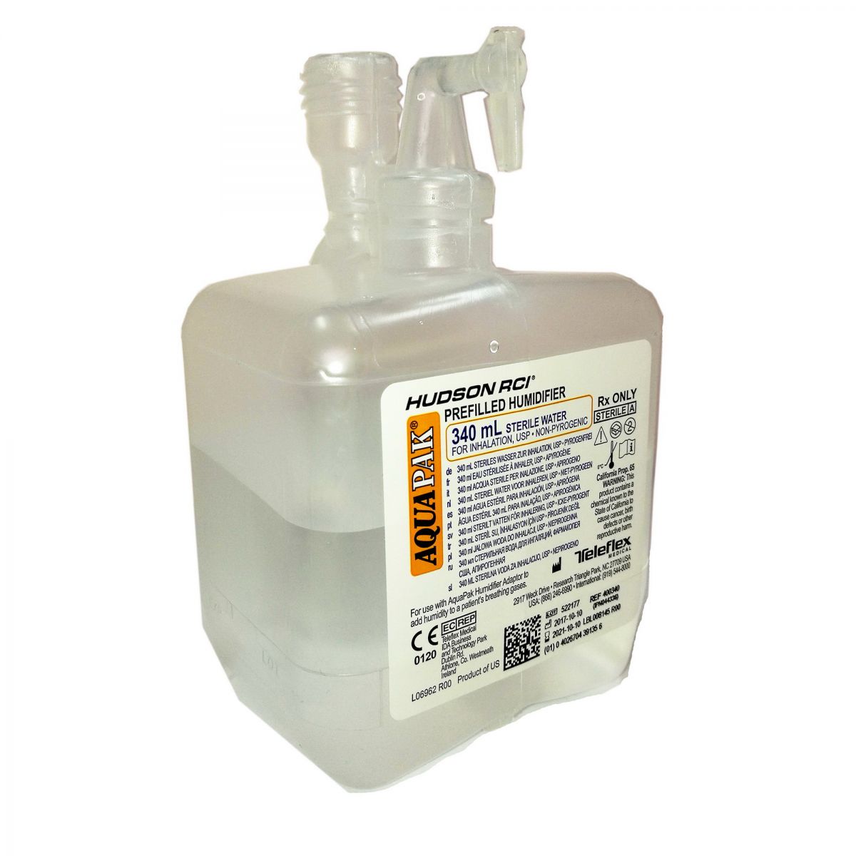 Vaso Humidificador Relleno C/adaptador Para Oxigeno 340 Ml