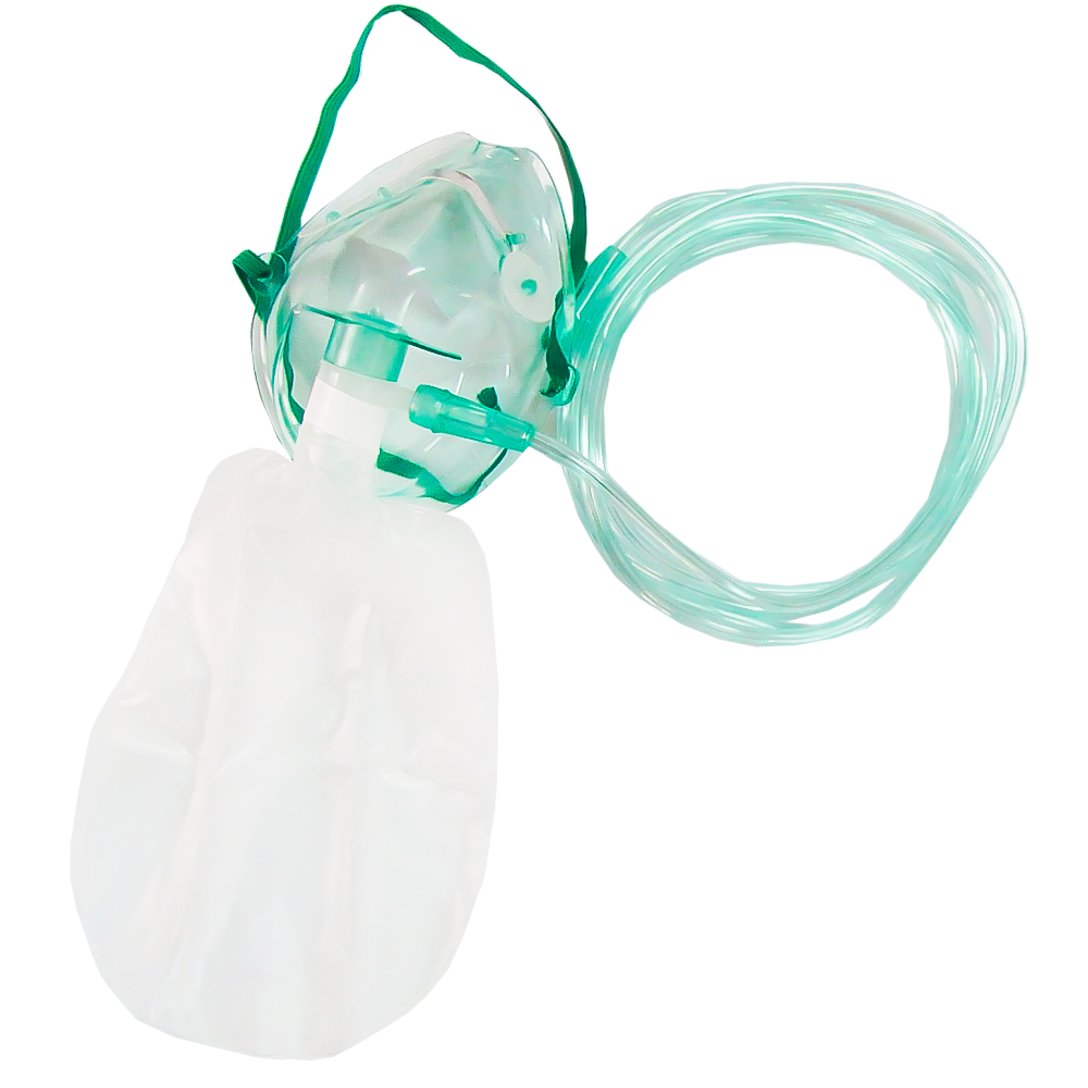 Mascarilla de Adulto para Oxigeno con Tubo y Bolsa de Reinhalación