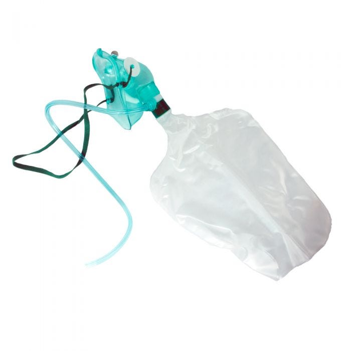 Mascarilla de Adulto para Oxigeno con Tubo y Bolsa de Reinhalación