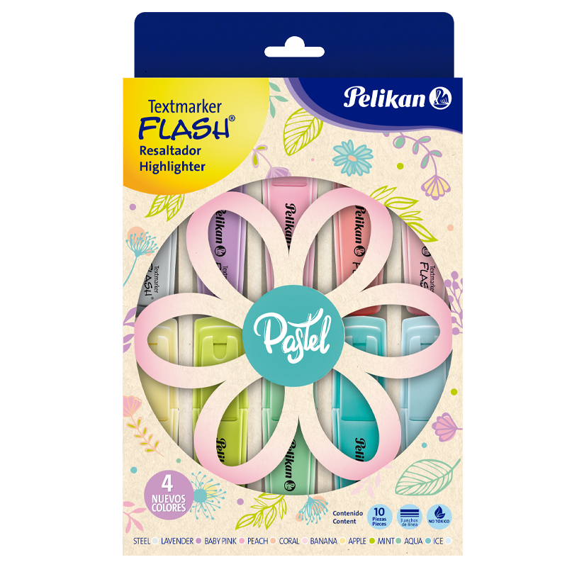 Textmarker Flash Pastel Pelikan con 10 piezas