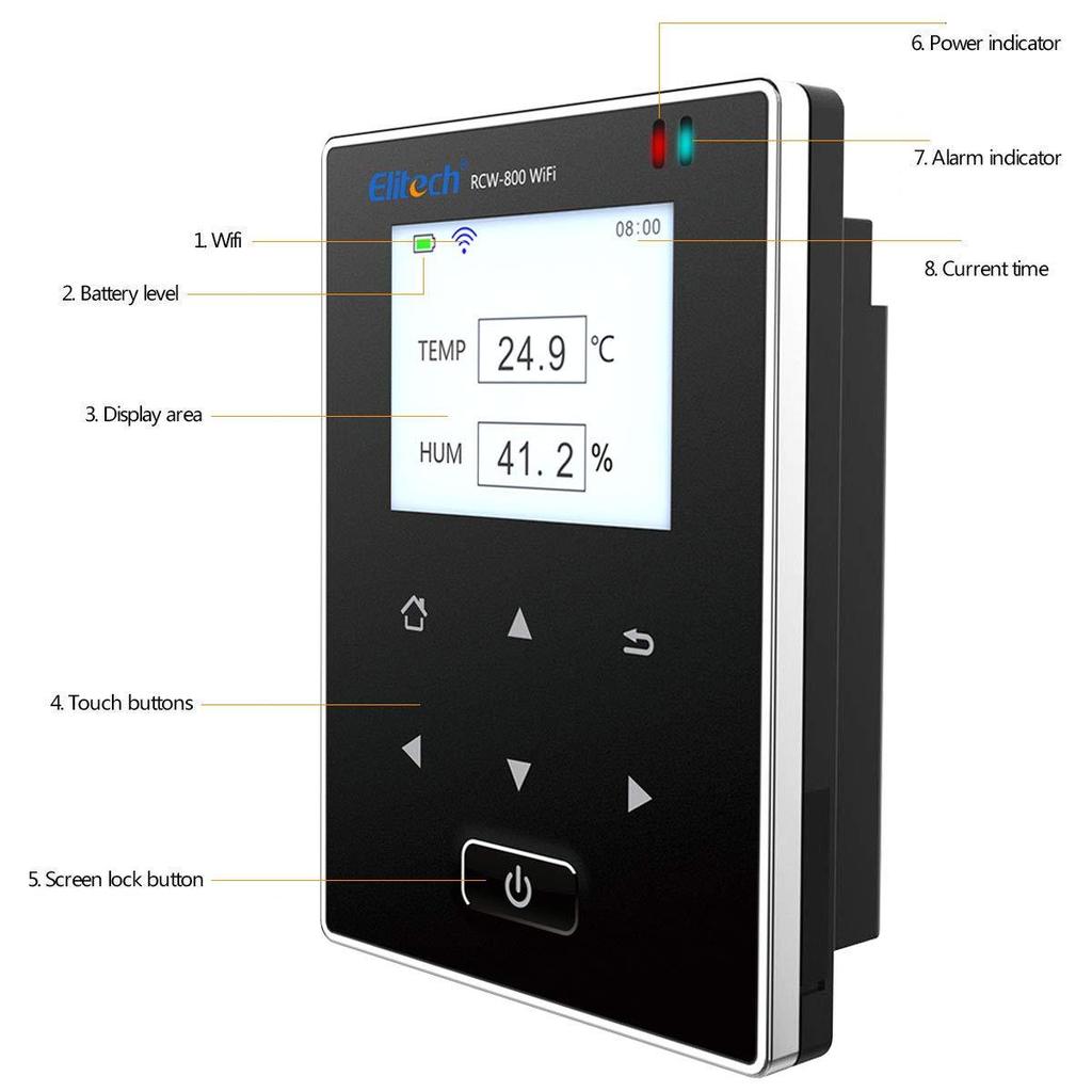 Datalogger De Temperatura y Humedad Wifi Elitech RCW-800