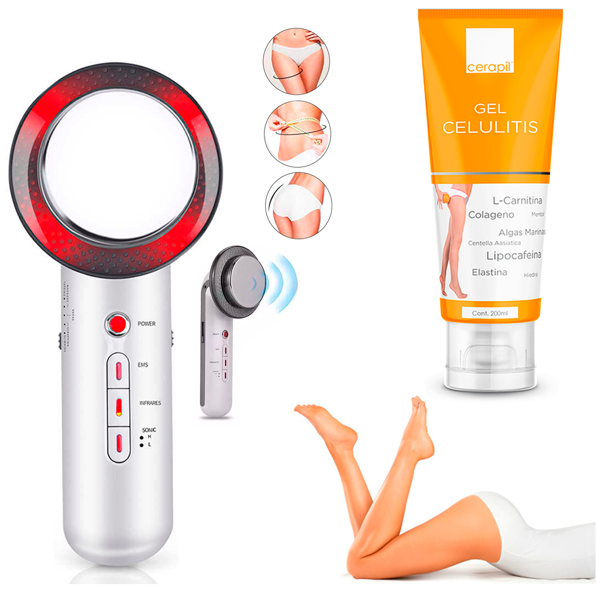 Celulitis Cavitador Anti Celulitis Ultrasónico 3 En 1 P/ Masaje Corporal Adelgazante Mas Crema Anti Celulitis Cuidado Corporal
