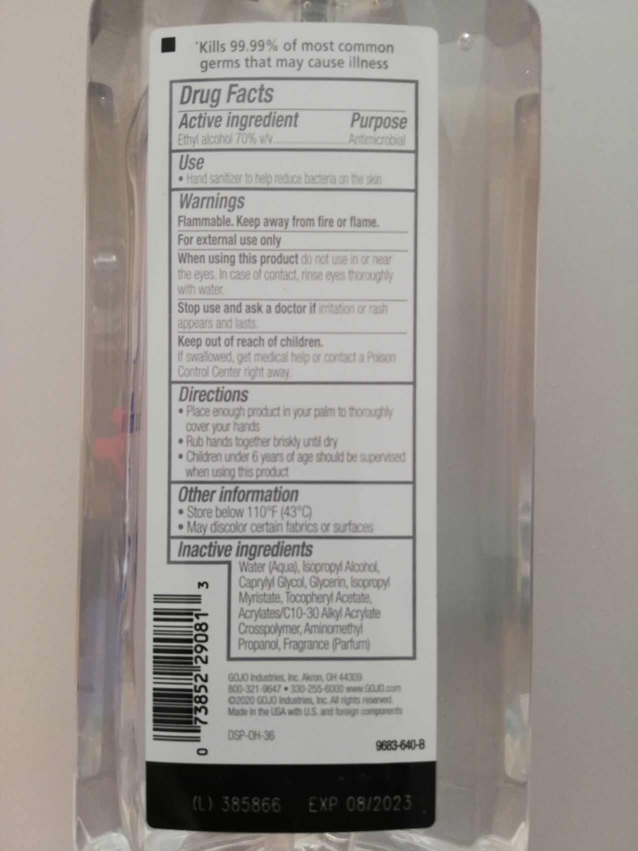 Purell Advanced 1 Lt (el Gel Desinfectante #1 En Usa)