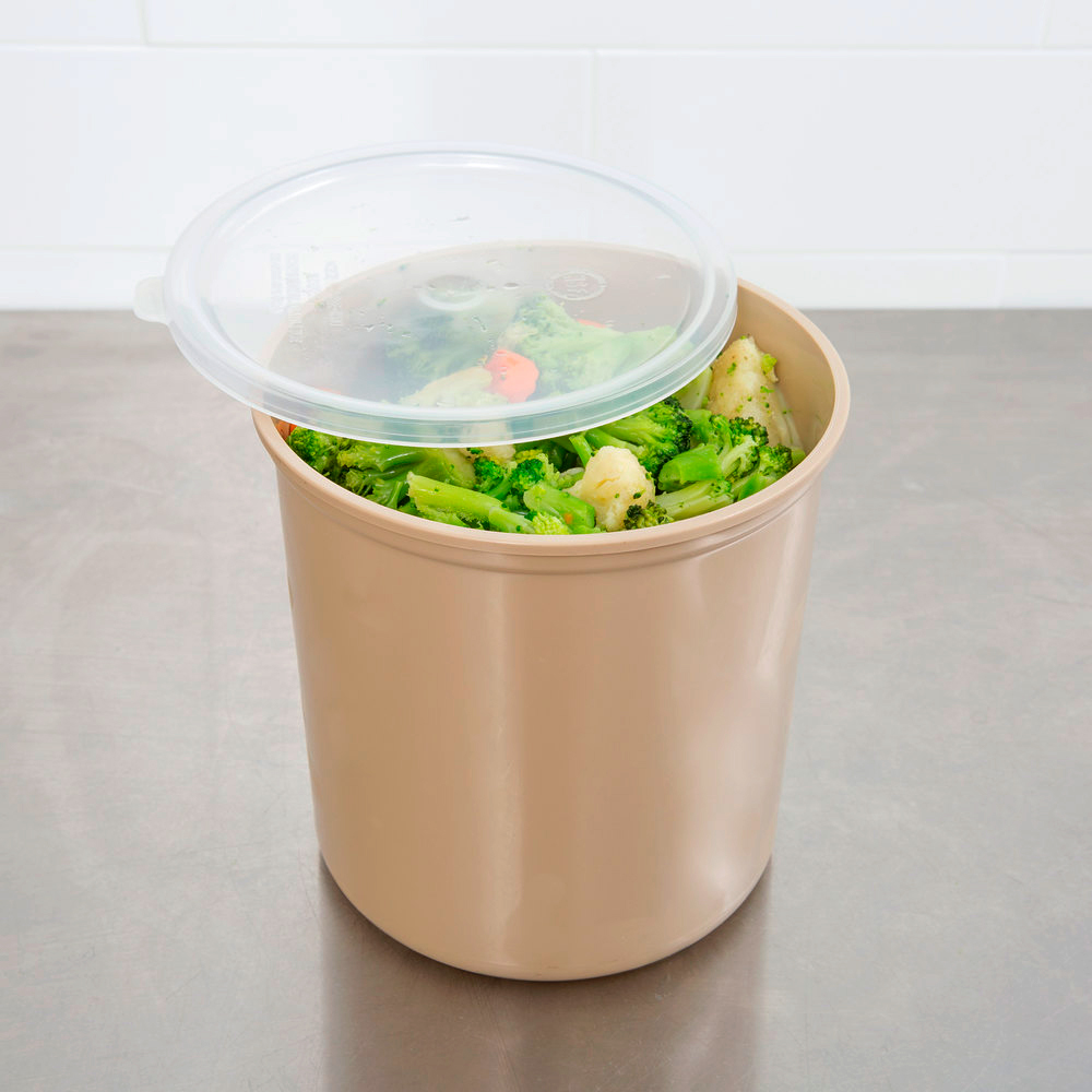 Contenedor de plástico con tapa para almacenamiento de alimentos . Color beige. Cambro CP27133