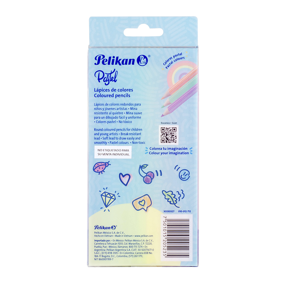 Lápices de Colores Pastel Pelikan con 12 piezas