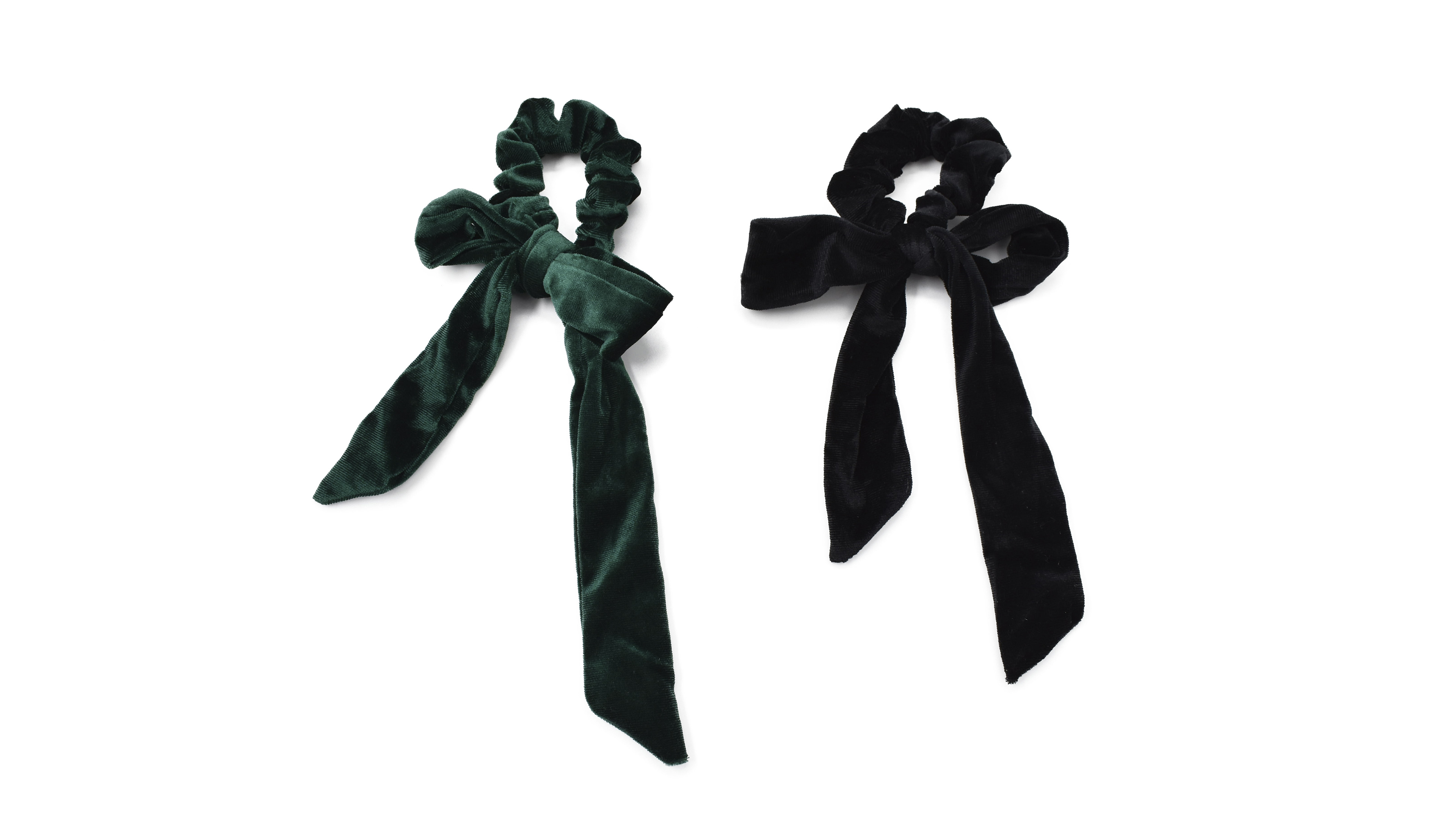 INVIGORATE, Set de dos maxis scrunchies aterciopelada, color jade y negro, mujer.