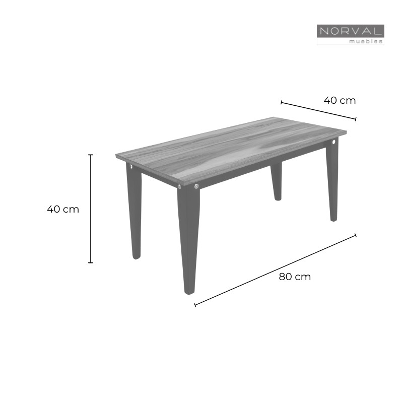 Mesa de Centro Norval Muebles Canada Chapa de Melamina tipo Parota con patas altas Negras
