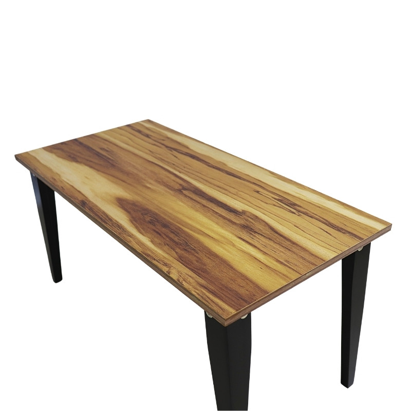 Mesa de Centro Norval Muebles Canada Chapa de Melamina tipo Parota con patas altas Negras