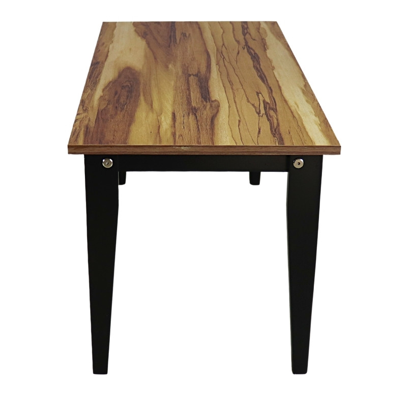 Mesa de Centro Norval Muebles Canada Chapa de Melamina tipo Parota con patas altas Negras