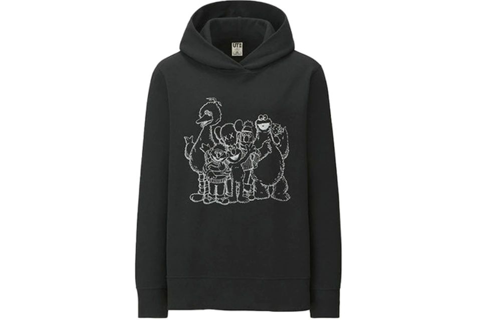 KAWS x Uniqlo x Sesame Street Group #2 Outline Hoodie Black