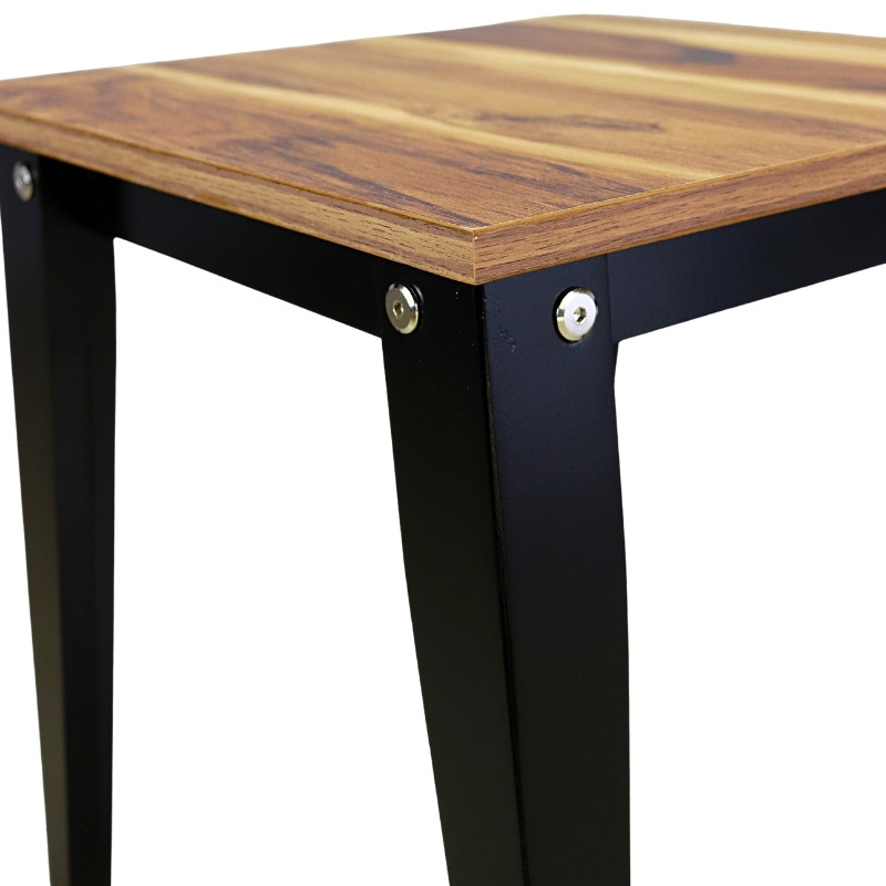 Mesa Lateral NORVAL Muebles Canada Modernas Patas Altas en Negro y Chapa de Melamina tipo Parota