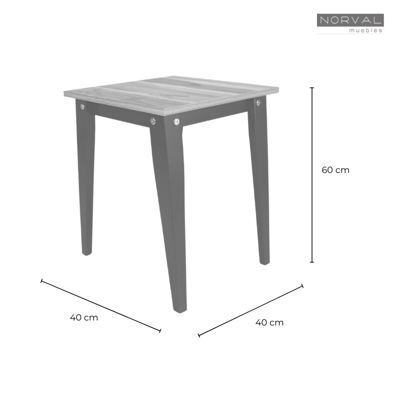 Mesa Lateral NORVAL Muebles Canada Modernas Patas Altas en Negro y Chapa de Melamina tipo Parota