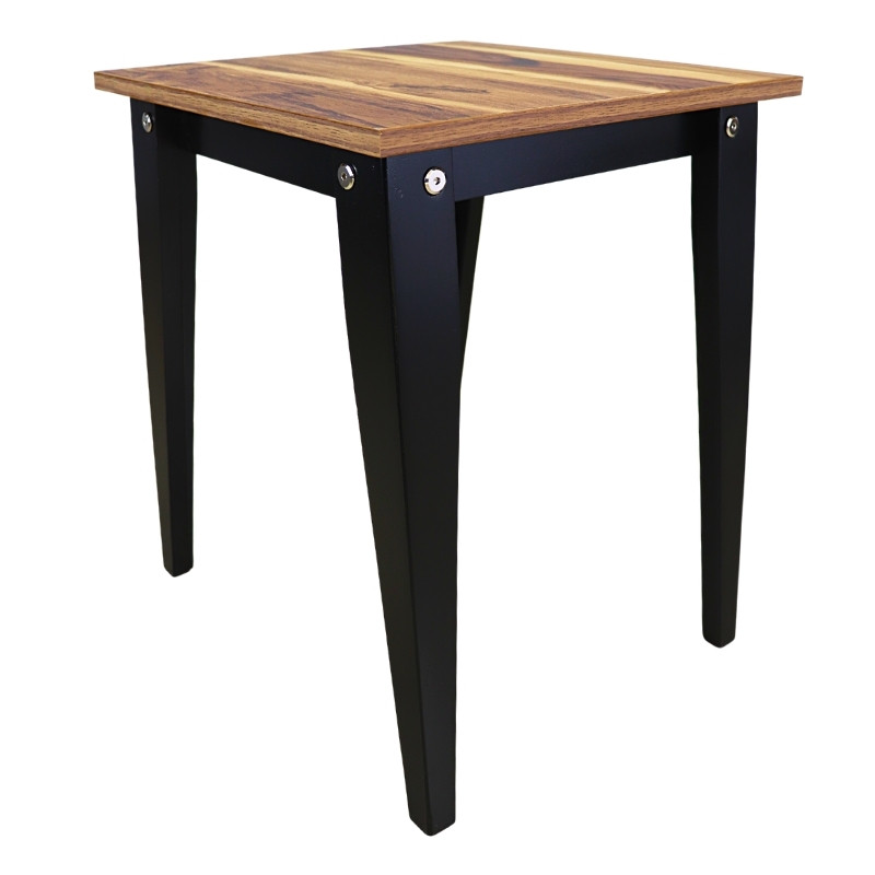 Mesa Lateral NORVAL Muebles Canada Modernas Patas Altas en Negro y Chapa de Melamina tipo Parota