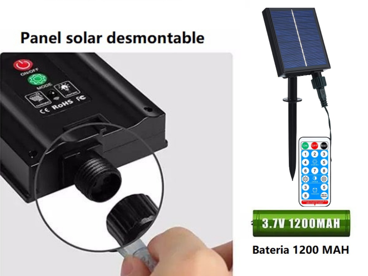 Serie De Luces Navideña Solar 30 Metros 300 Leds 8 Modos De Luz (Cálida) Perfecta Para Interior y Exterior Guirnaldas Led Decoración Para Fiestas, Habitación, Navidad, Halloween, etc.