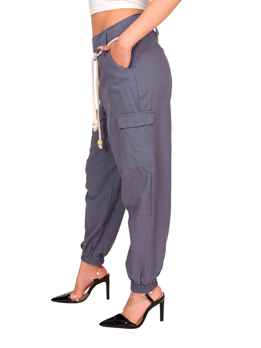 Pantalón Cargo Moda Mujer Jogger Cinturón Cordón V-sh1622