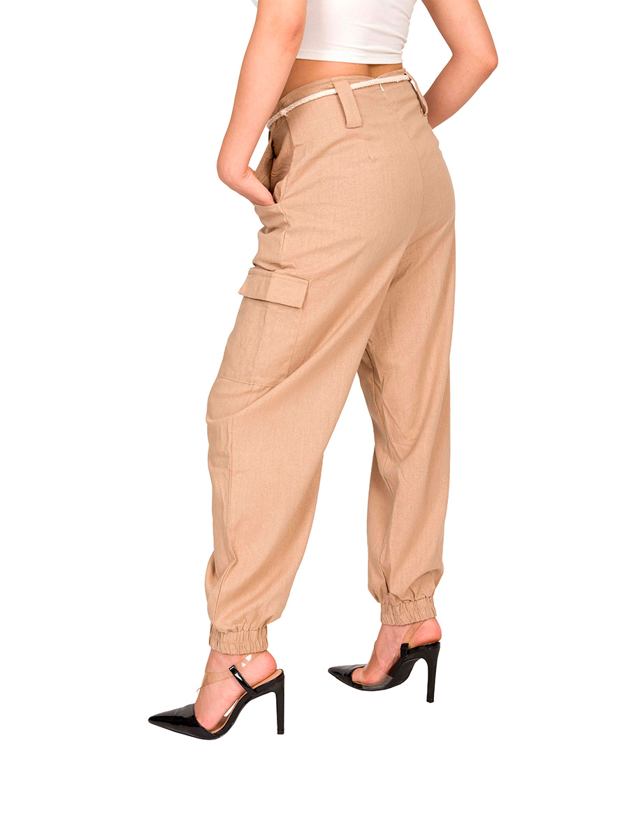 Pantalón Cargo Moda Mujer Jogger Cinturón Cordón V-sh1622