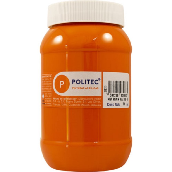  PINTURA ACRÍLICA POLITEC L300 500 ML NARANJA