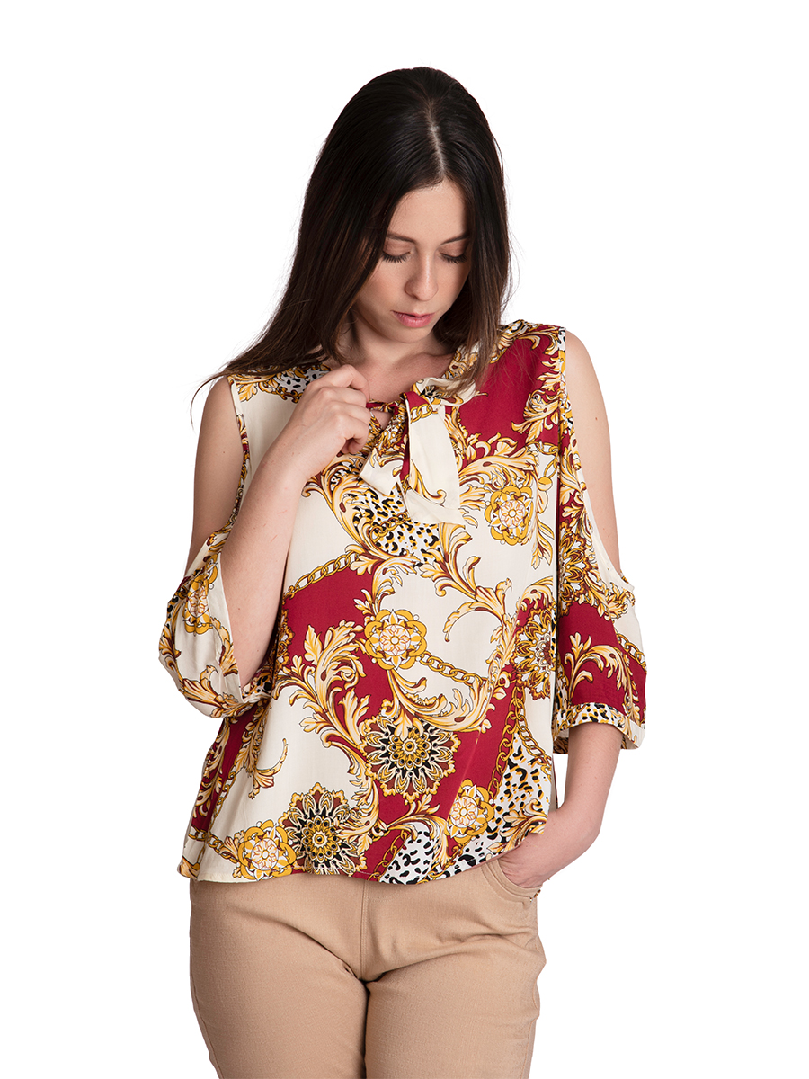 Blusa Manga 3/4 Abierta Moda Mujer V-k105-2