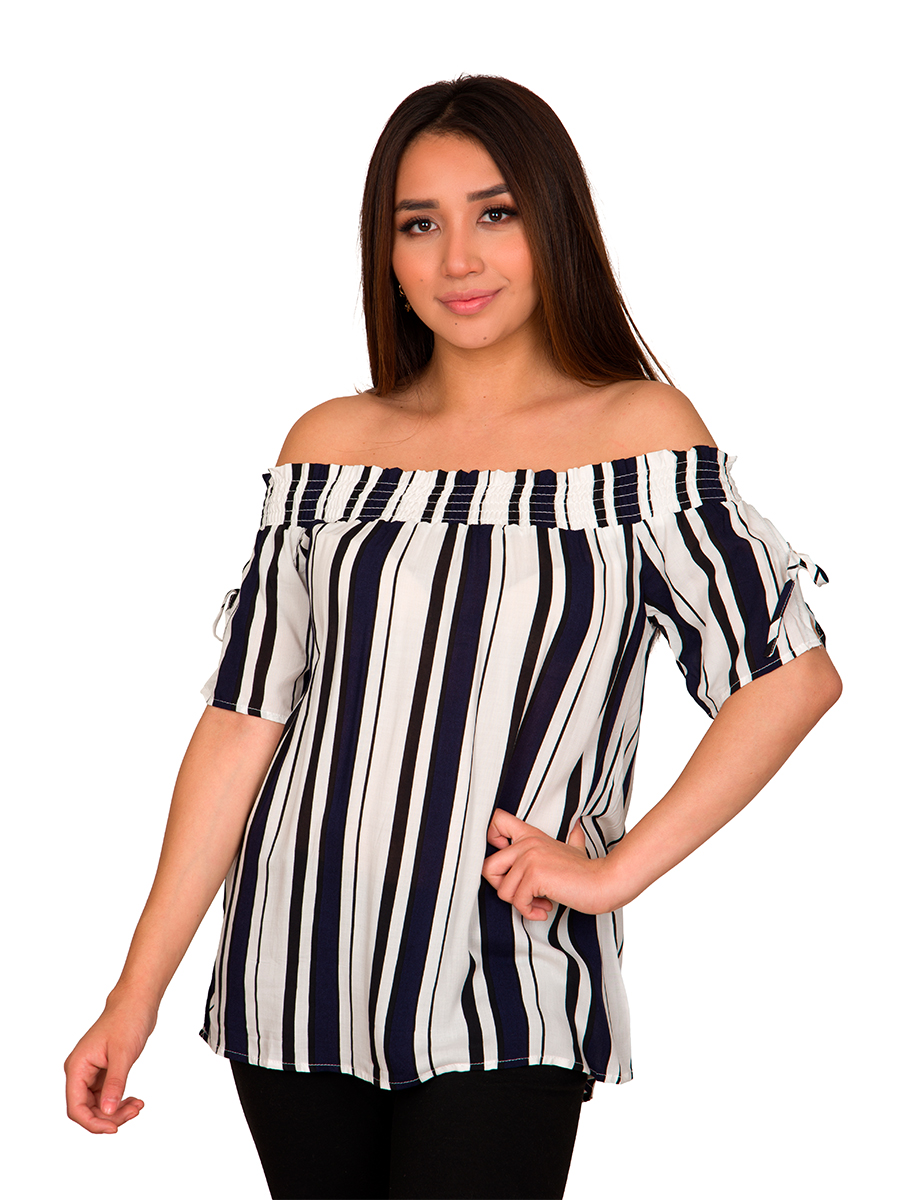 Blusa Moda Corte Campesina Rayas Verticales V-k102-1