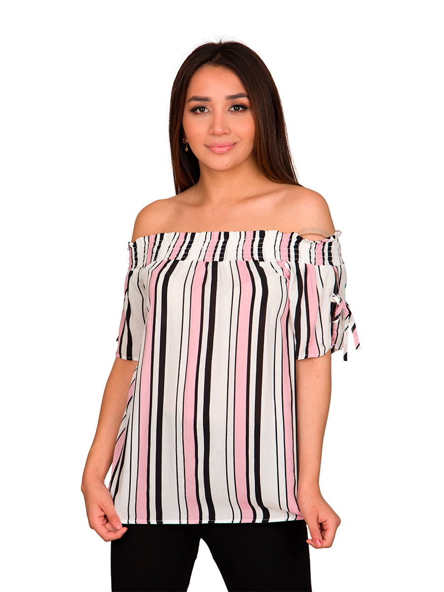Blusa Moda Corte Campesina Rayas Verticales V-k102-1