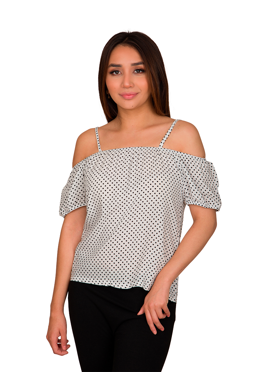 Blusa Mujer Tirantes Tipo Campesina Lunares Manga Corta V-630