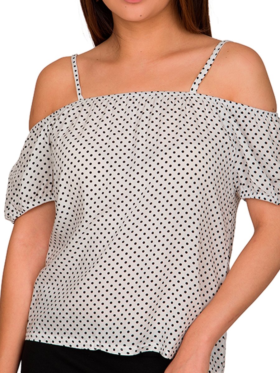 Blusa Mujer Tirantes Tipo Campesina Lunares Manga Corta V-630