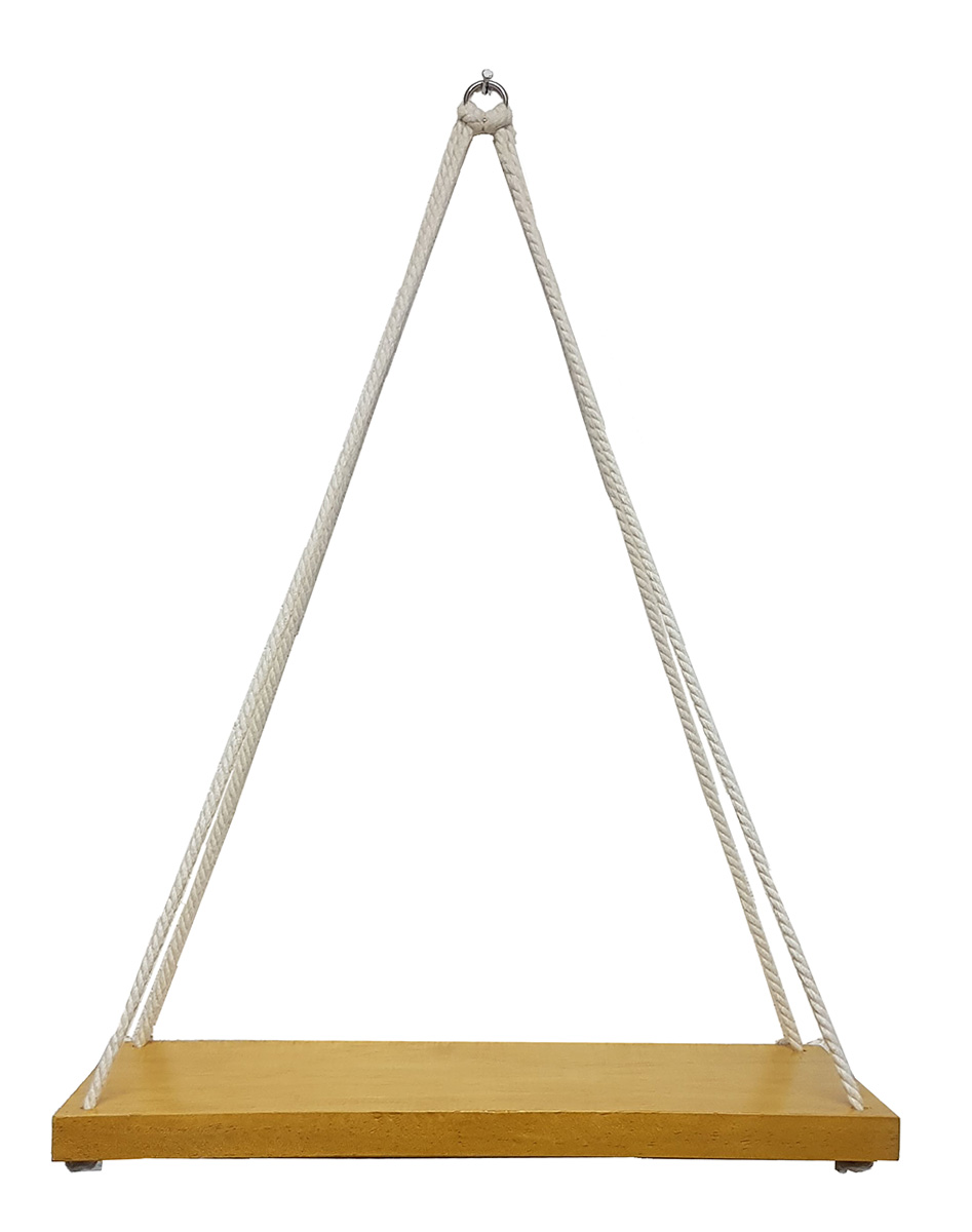 Juego de 2 Repisas Colgantes de Madera Barnizada Color Ocre