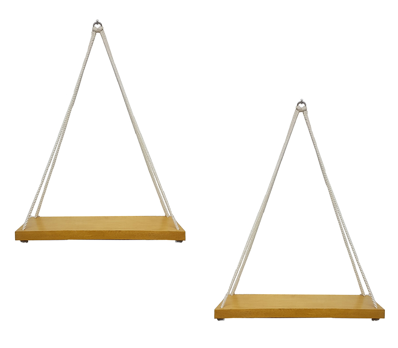 Juego de 2 Repisas Colgantes de Madera Barnizada Color Ocre