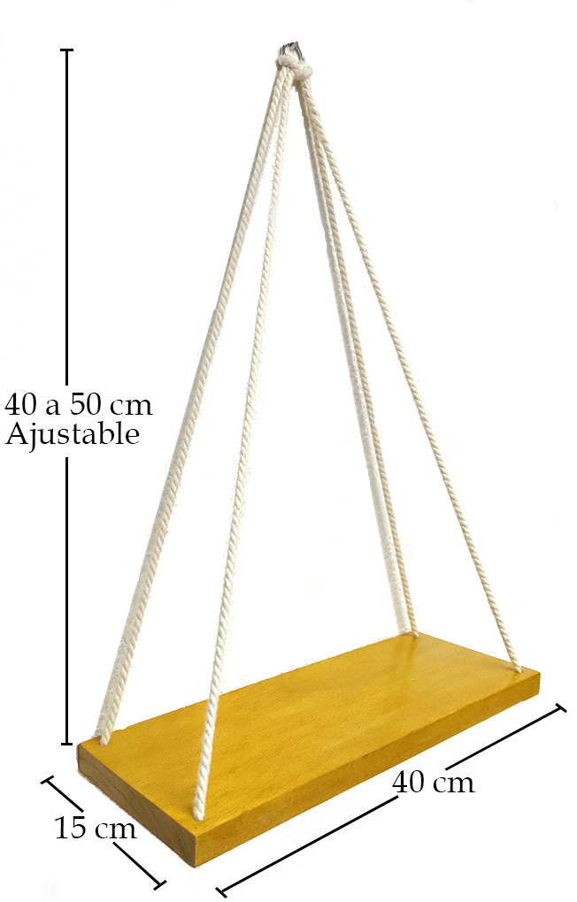 Juego de 2 Repisas Colgantes de Madera Barnizada Color Ocre