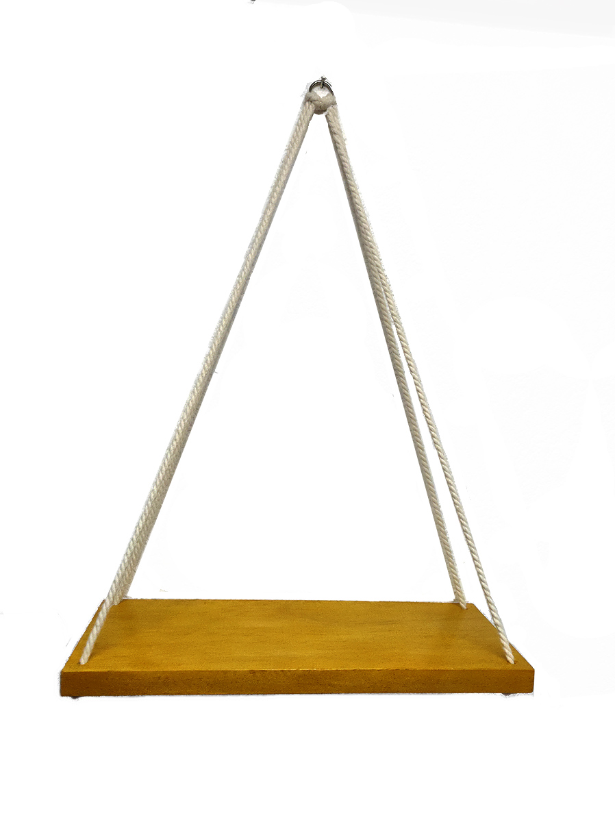 Juego de 2 Repisas Colgantes de Madera Barnizada Color Ocre