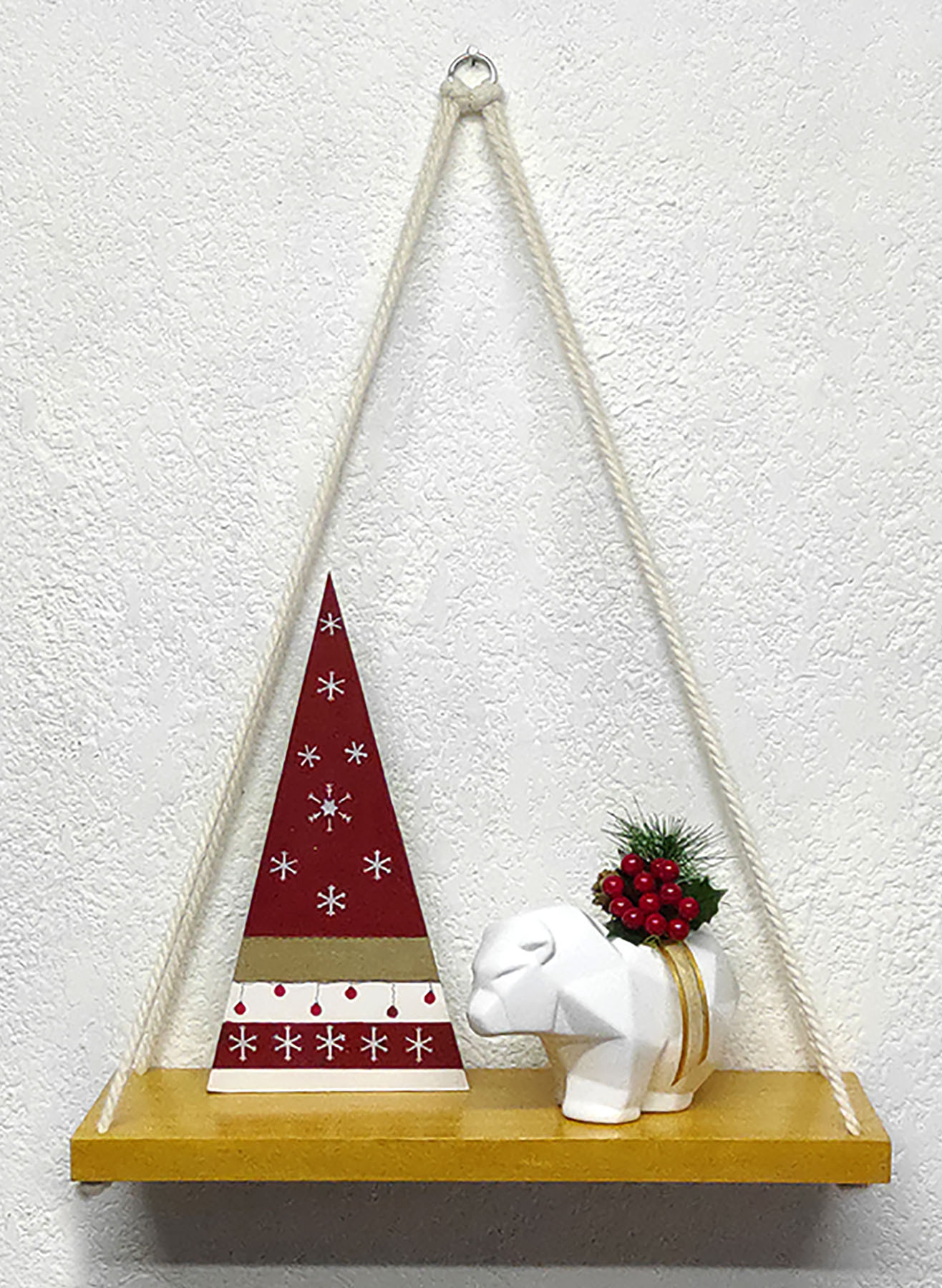 Juego de 2 Repisas Colgantes de Madera Barnizada Color Ocre