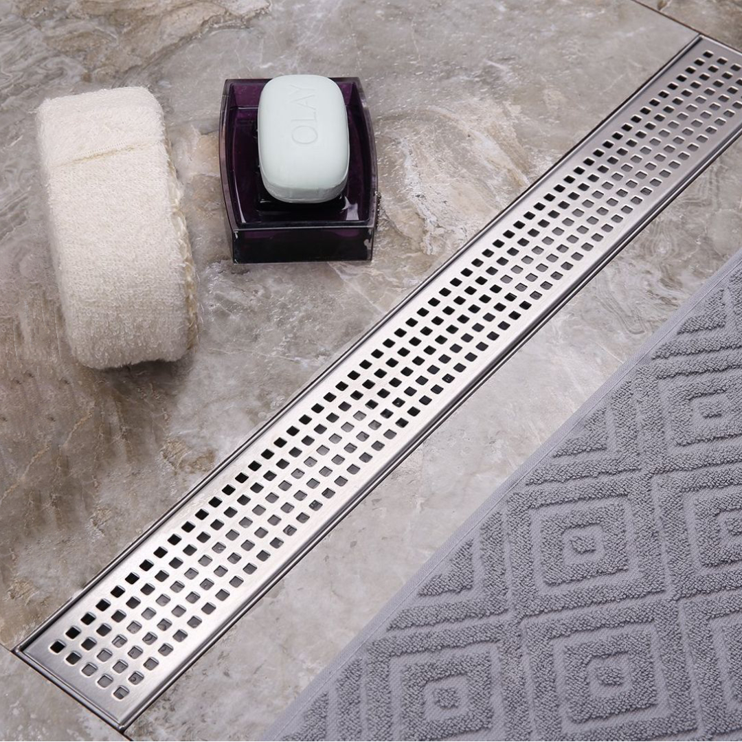 CasaMia Coladera Lineal Moderna De Reja 80 Cm Acero Inoxidable Satinado