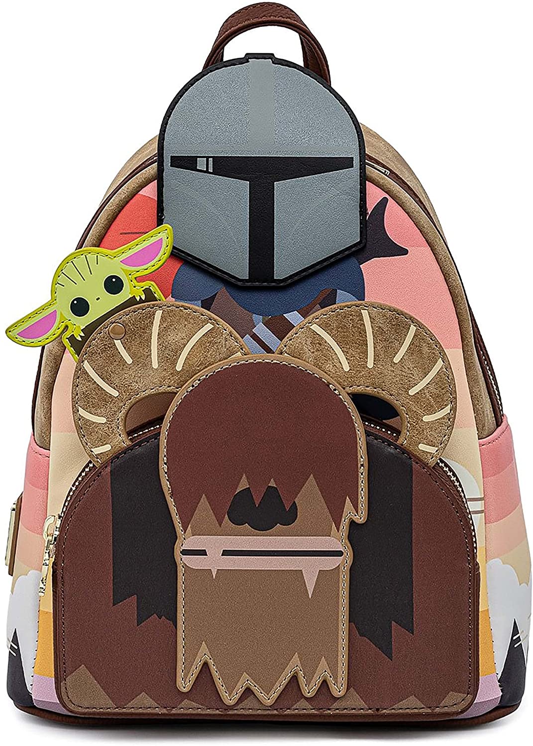 Loungefly Star Wars Baby Yoda & Mandalorian Bantha Ride Bolso Mini Backpack Bolsa Grogu El niño The Child Mando