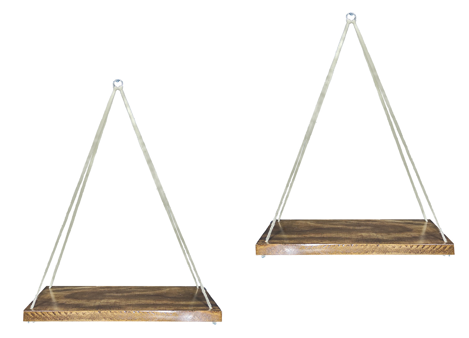 Juego de 2 Repisas Colgantes de Madera Barnizada Color Nogal