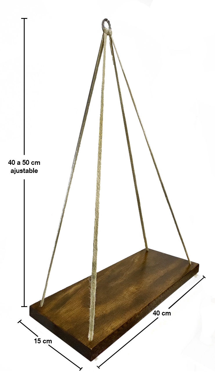 Juego de 2 Repisas Colgantes de Madera Barnizada Color Nogal