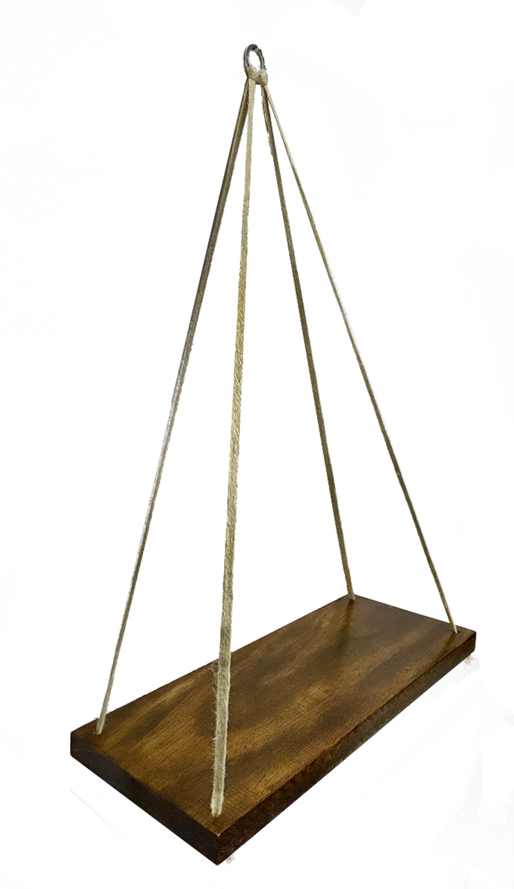 Juego de 2 Repisas Colgantes de Madera Barnizada Color Nogal