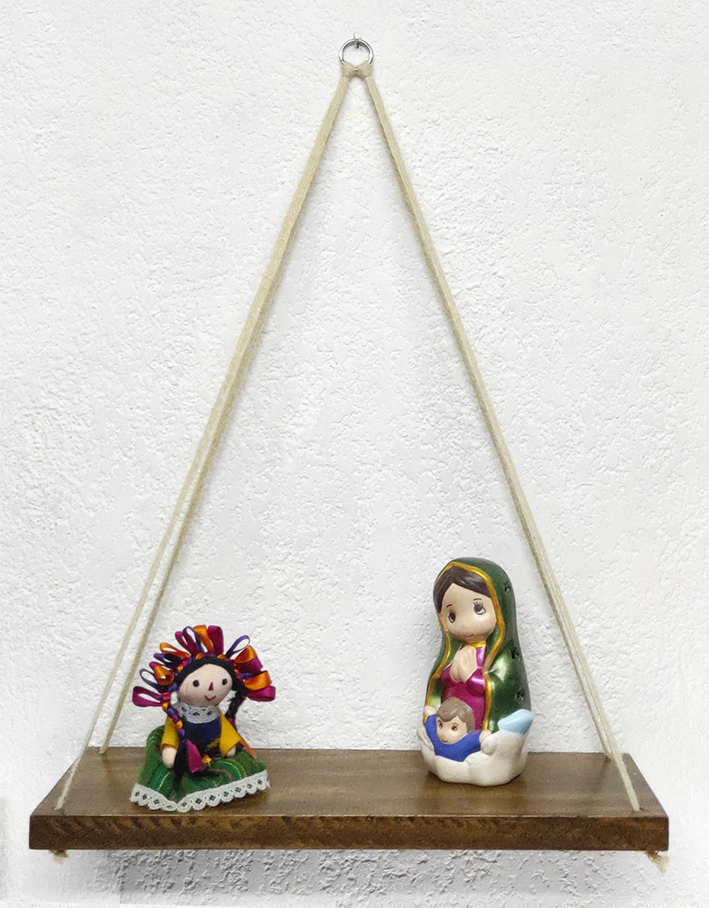 Juego de 2 Repisas Colgantes de Madera Barnizada Color Nogal