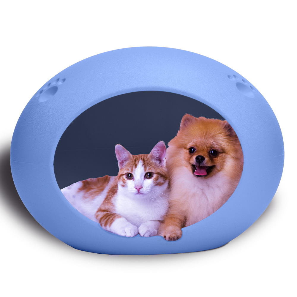 KE WOOW Casa para gato, Cat bed, Cama tipo cueva con tapete interior base térmica para perro, gato y otras mascotas, Tamaño grande. ideal para razas de perro miniatura y Chicas, Color Azul